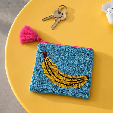 Bananen Clutch mit Glasperlen