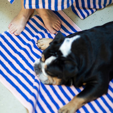 Badematte, Blau-Rosa