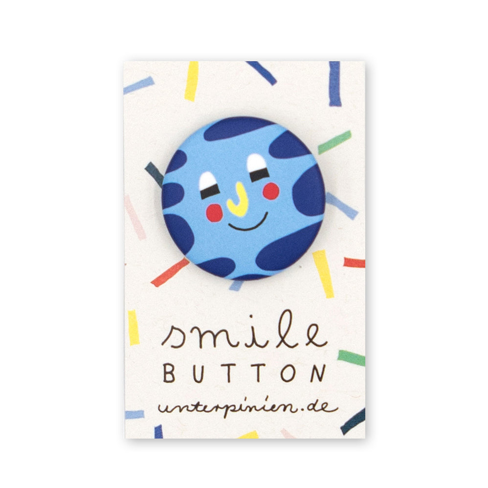 Button Smile blau