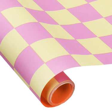 Wende-Geschenkpapier Karo, vanille-pink