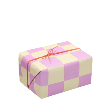 Wende-Geschenkpapier Karo, vanille-pink