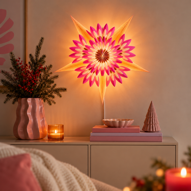 Große Sternlampe inkl. Lampenfassung, Aurora Fuchsia