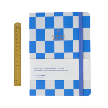 Terminplaner 2026/2027, Kariert blau