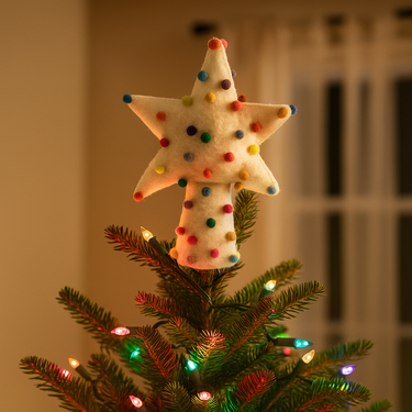 Christbaumspitze Filz-Pompom-Stern