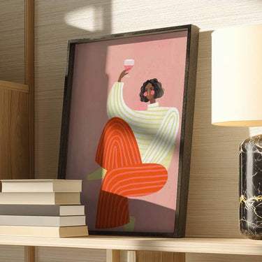 Poster Frau mit Weinglas
